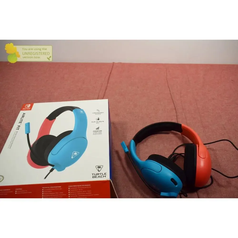 Turtle Beach Nintendo Switch Airlite Fit Wired Gaming Headset Neon Blue/Red